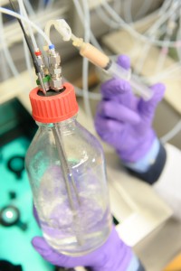Bioreaktoren für Versuche im Labormaßstab. Quelle Evonik Industries AG